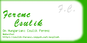 ferenc csulik business card